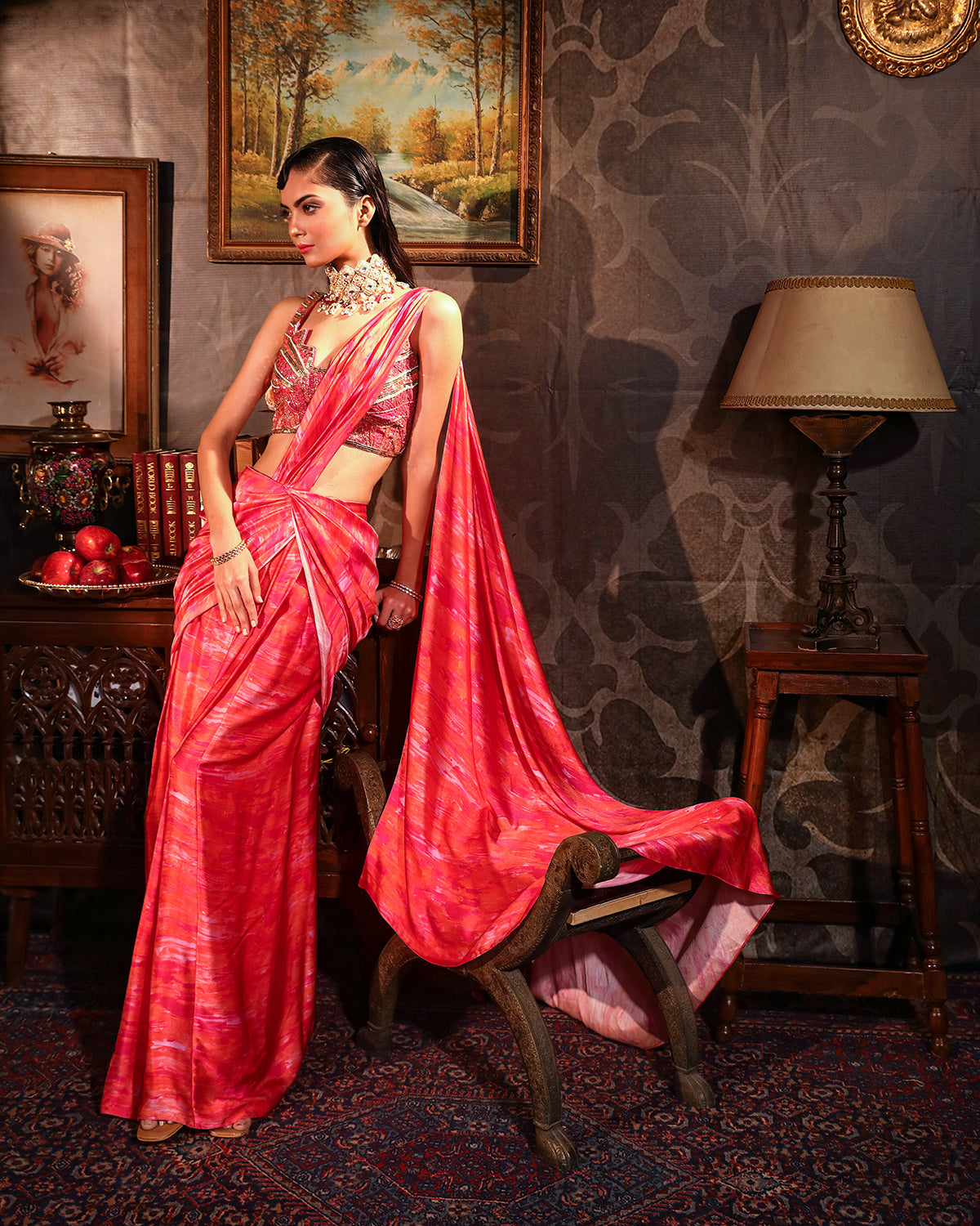 The Coral Saree