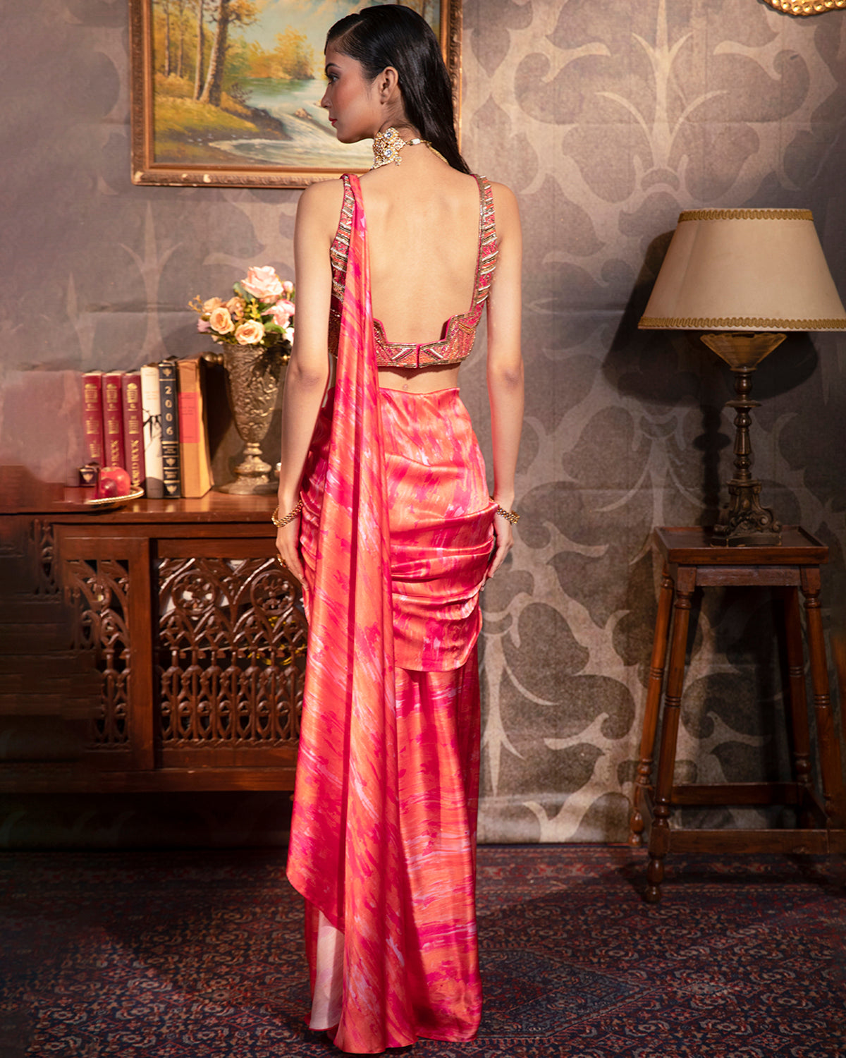 The Coral Saree