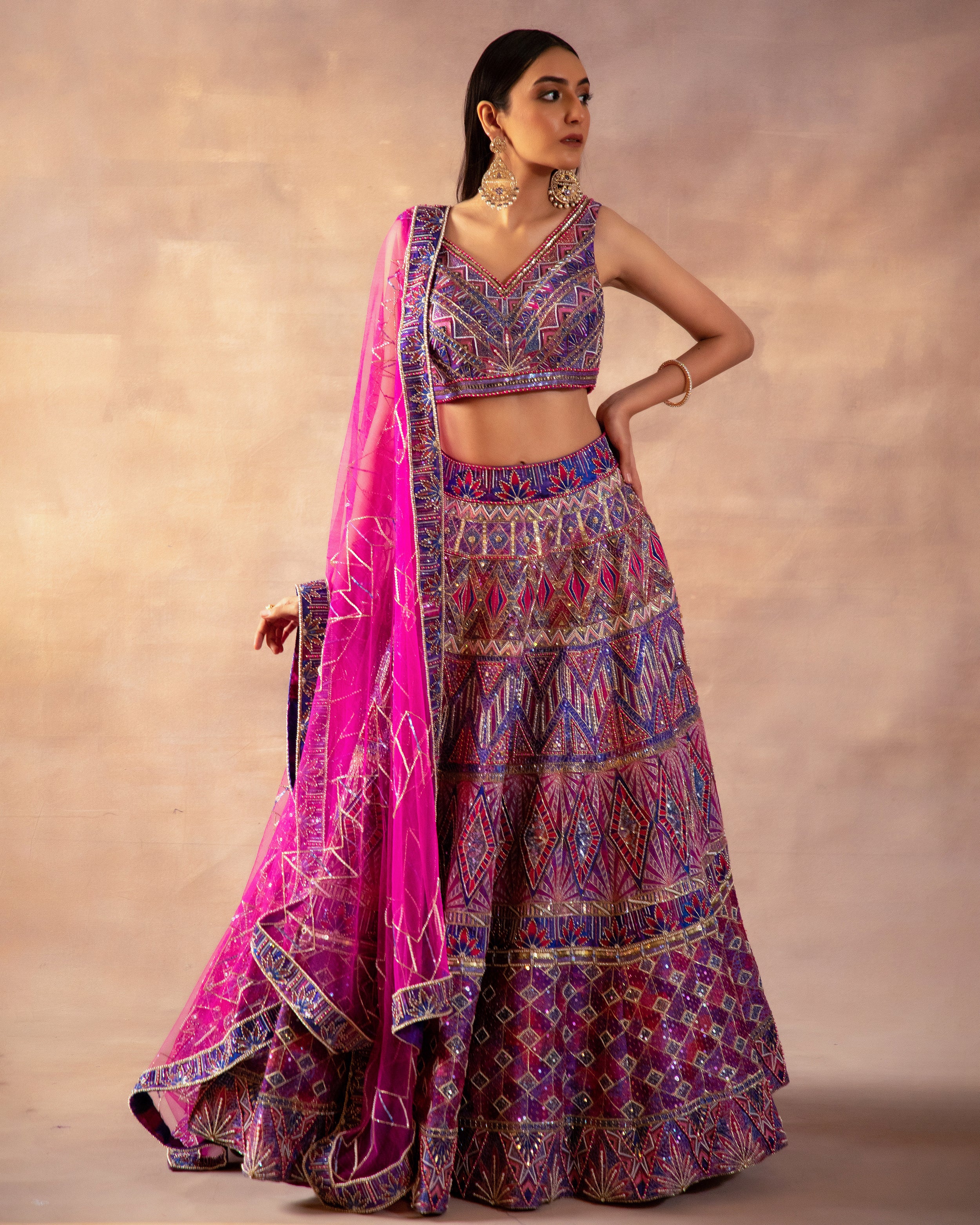 Buy Mauve Pink Net Lehenga Choli With Resham Work Online - LLCV01281 |  Andaaz Fashion