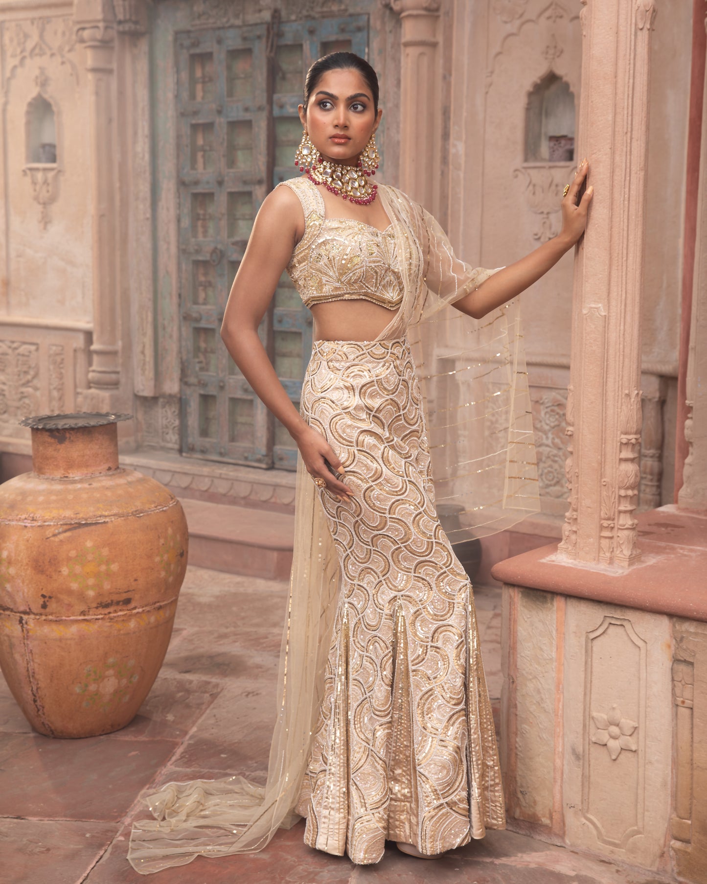 GOLD PRE-STITCHED SAREE