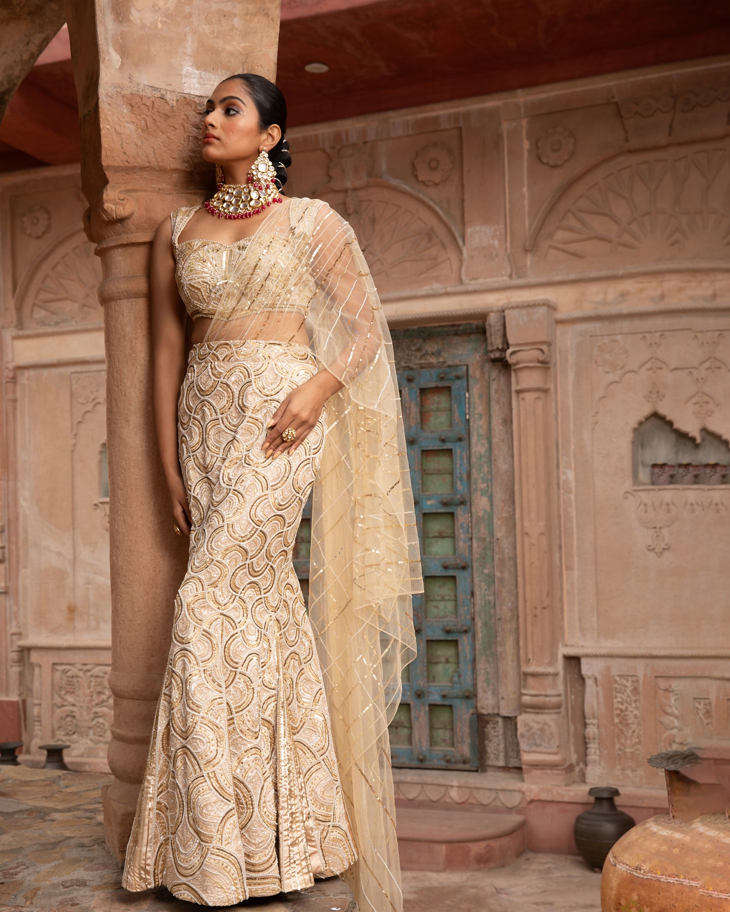 GOLD PRE-STITCHED SAREE