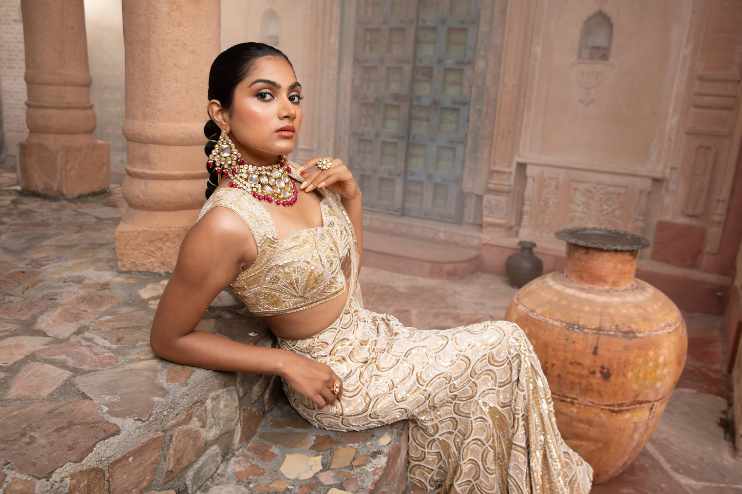 GOLD PRE-STITCHED SAREE