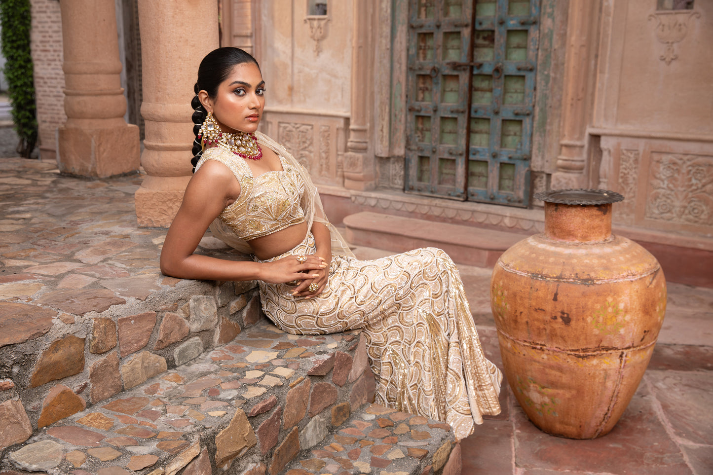 GOLD PRE-STITCHED SAREE