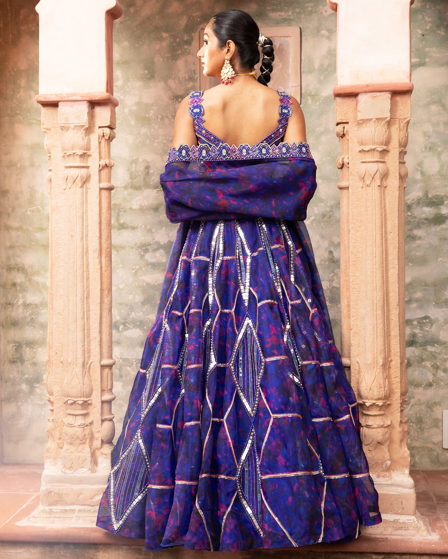 ELECTRIC BLUE ORGANZA LEHENGA