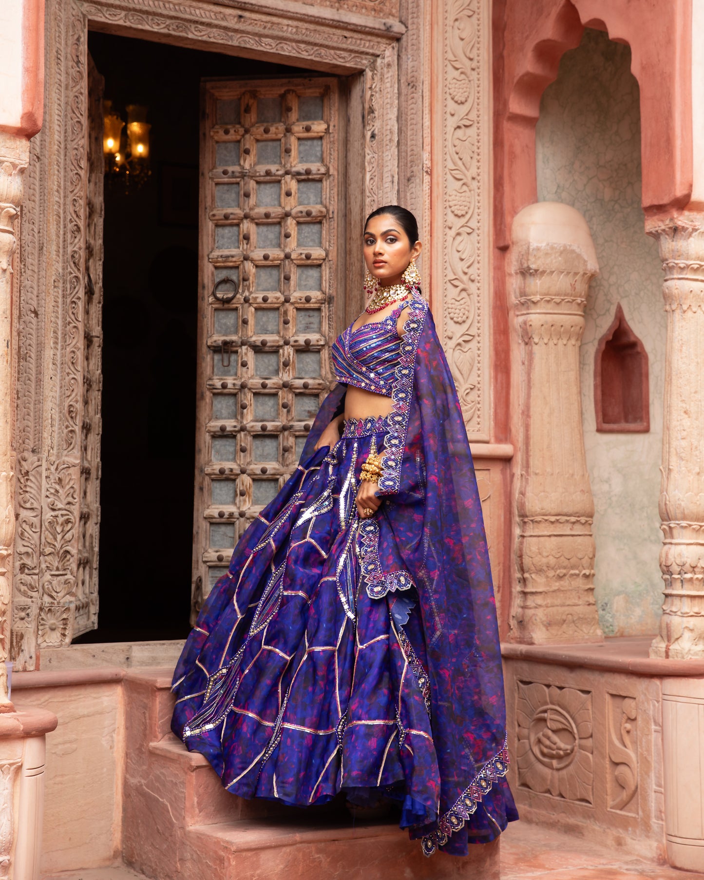 ELECTRIC BLUE ORGANZA LEHENGA