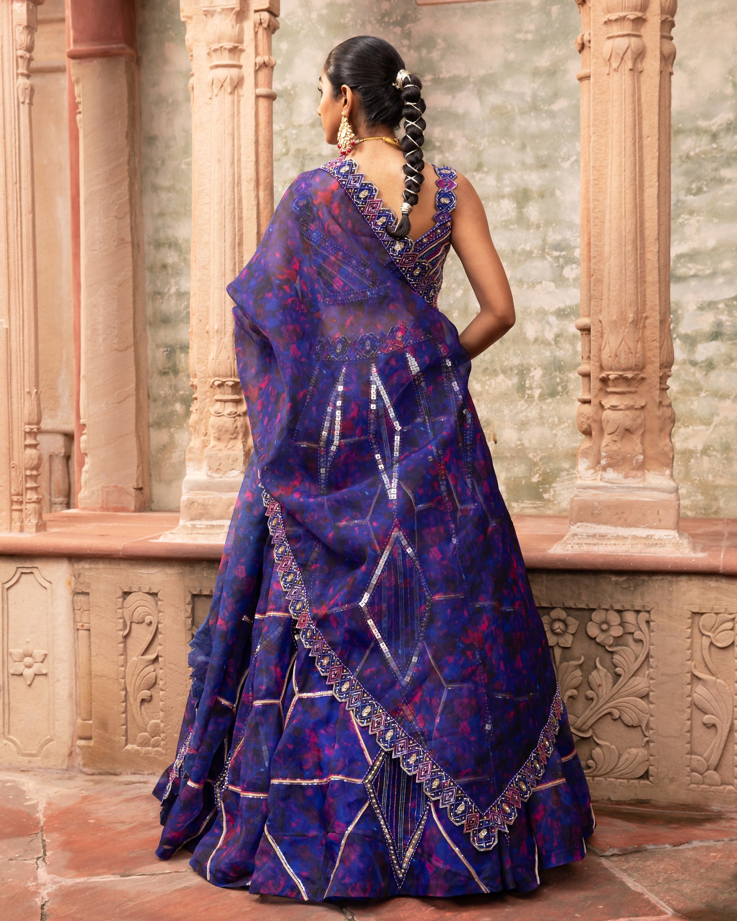 ELECTRIC BLUE ORGANZA LEHENGA