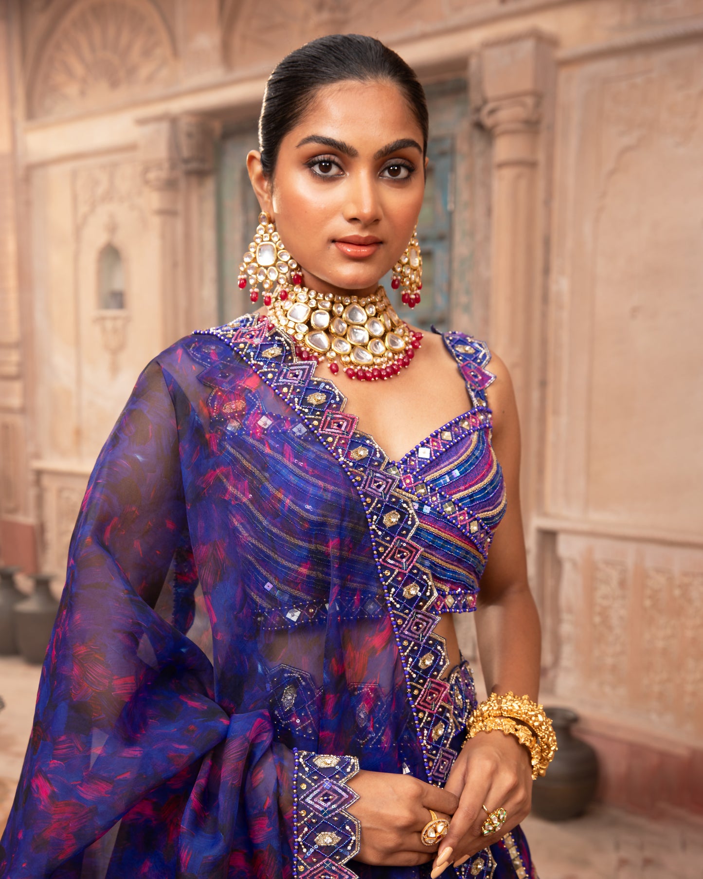 ELECTRIC BLUE ORGANZA LEHENGA