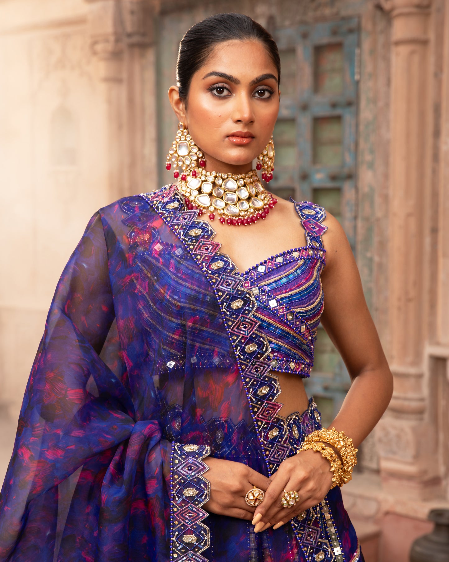 ELECTRIC BLUE ORGANZA LEHENGA