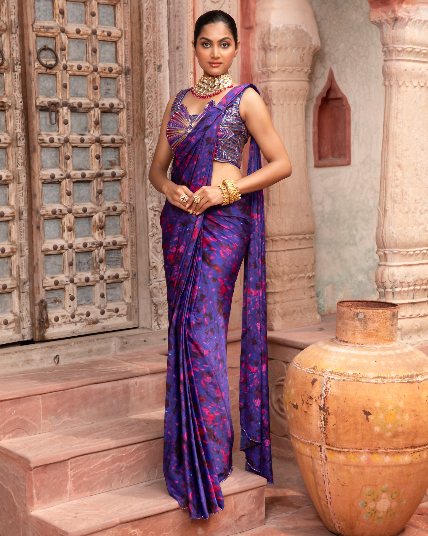 PURPLE SATIN SAREE