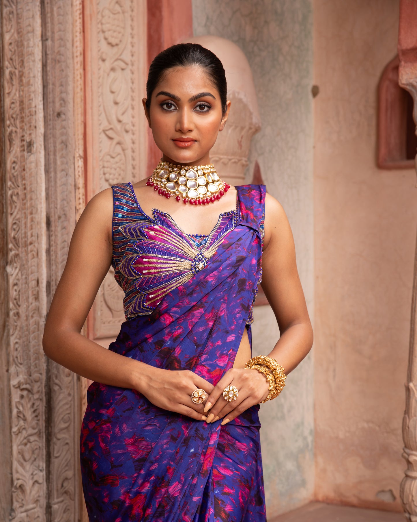 PURPLE SATIN SAREE