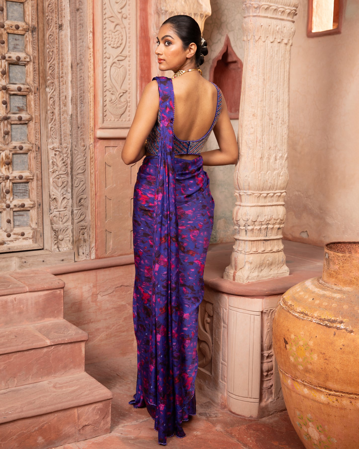 PURPLE SATIN SAREE