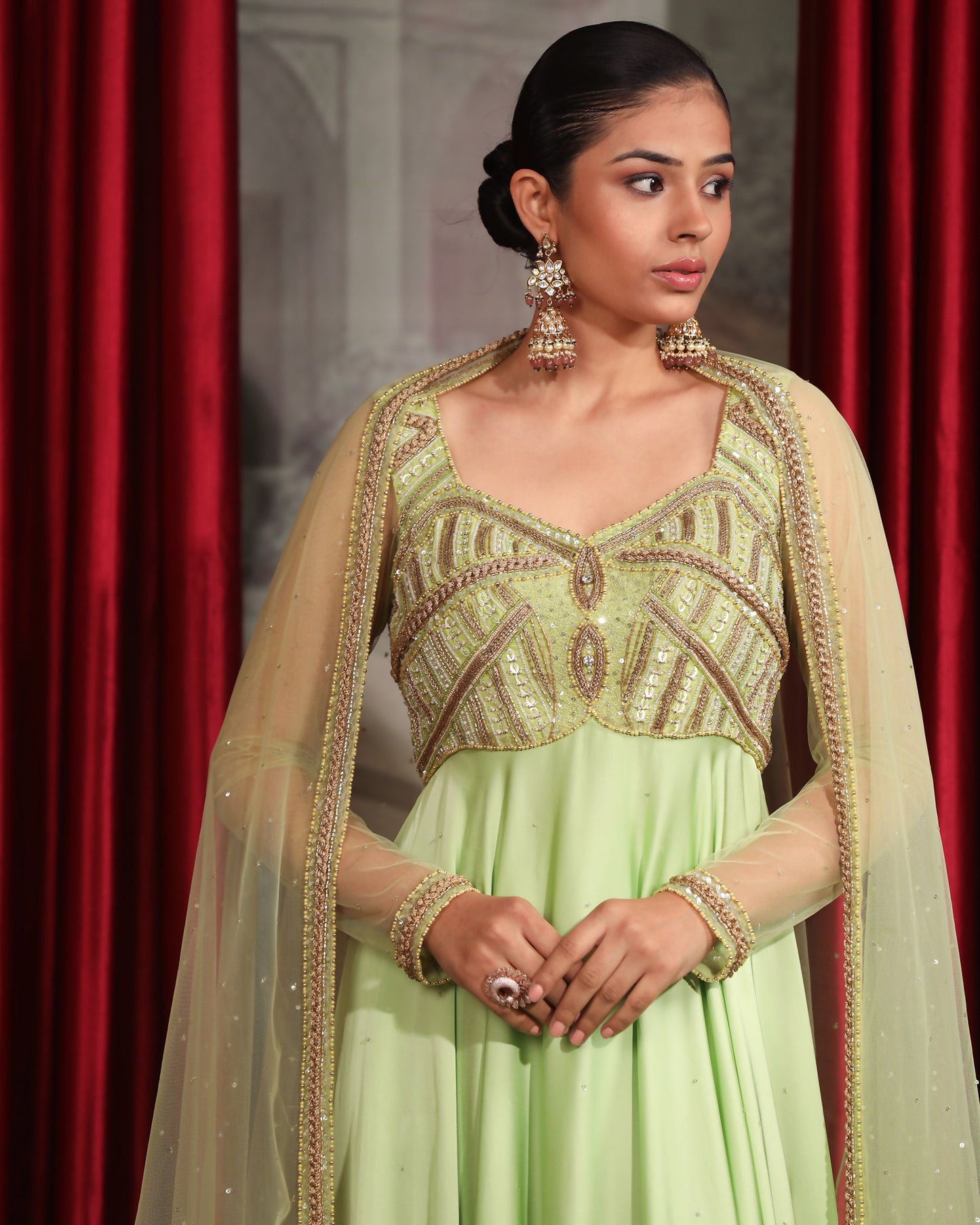 ASYMMETRIC MINT GREEN KURTA