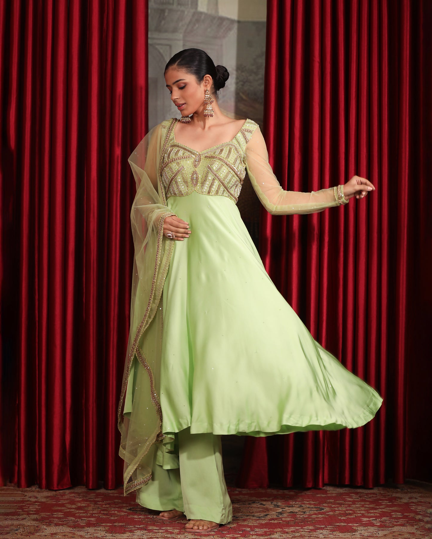 ASYMMETRIC MINT GREEN KURTA