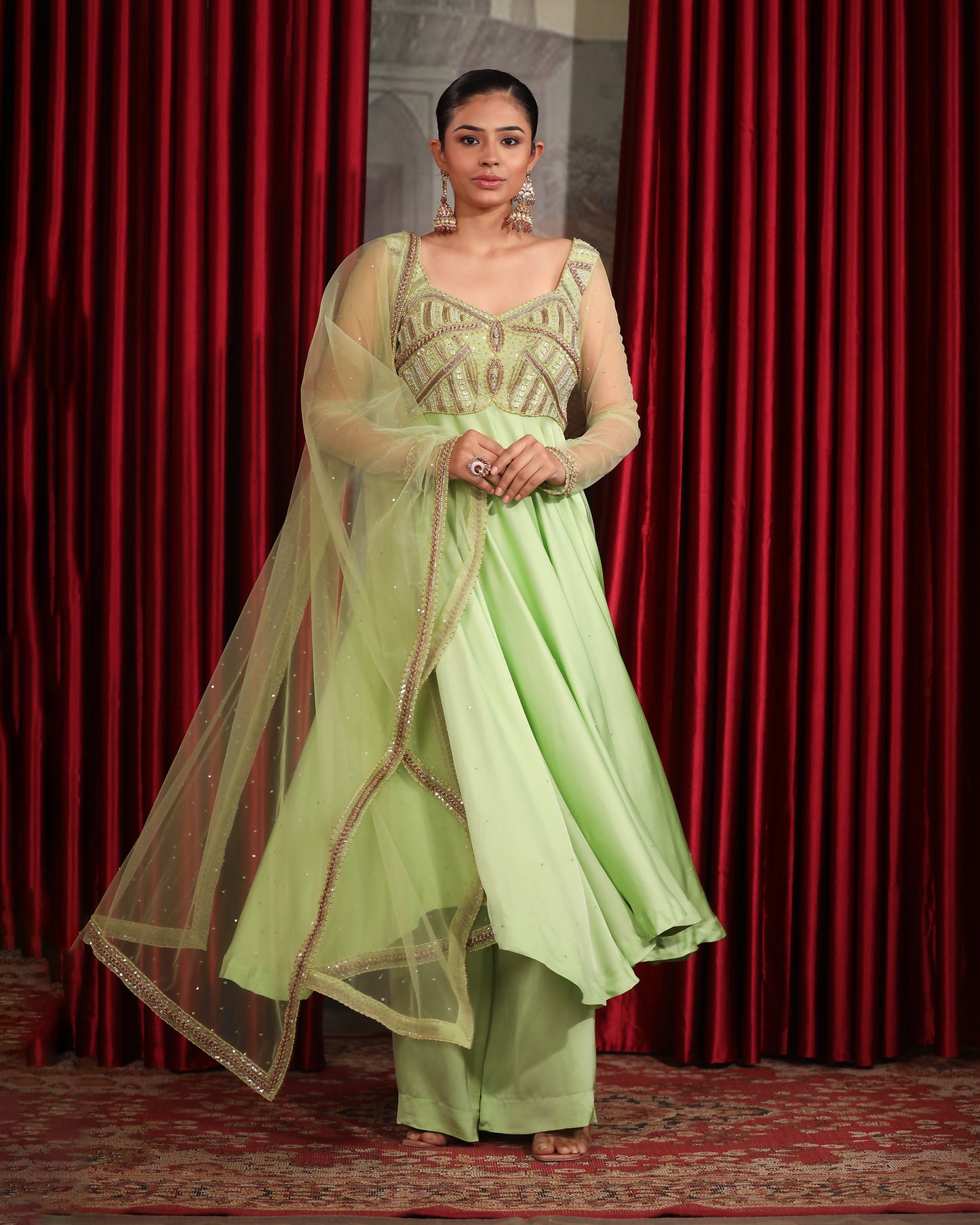 ASYMMETRIC MINT GREEN KURTA